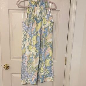 J. McLaughlin Pastel Paisley Halter Dress in Yellow, Blue & Pink